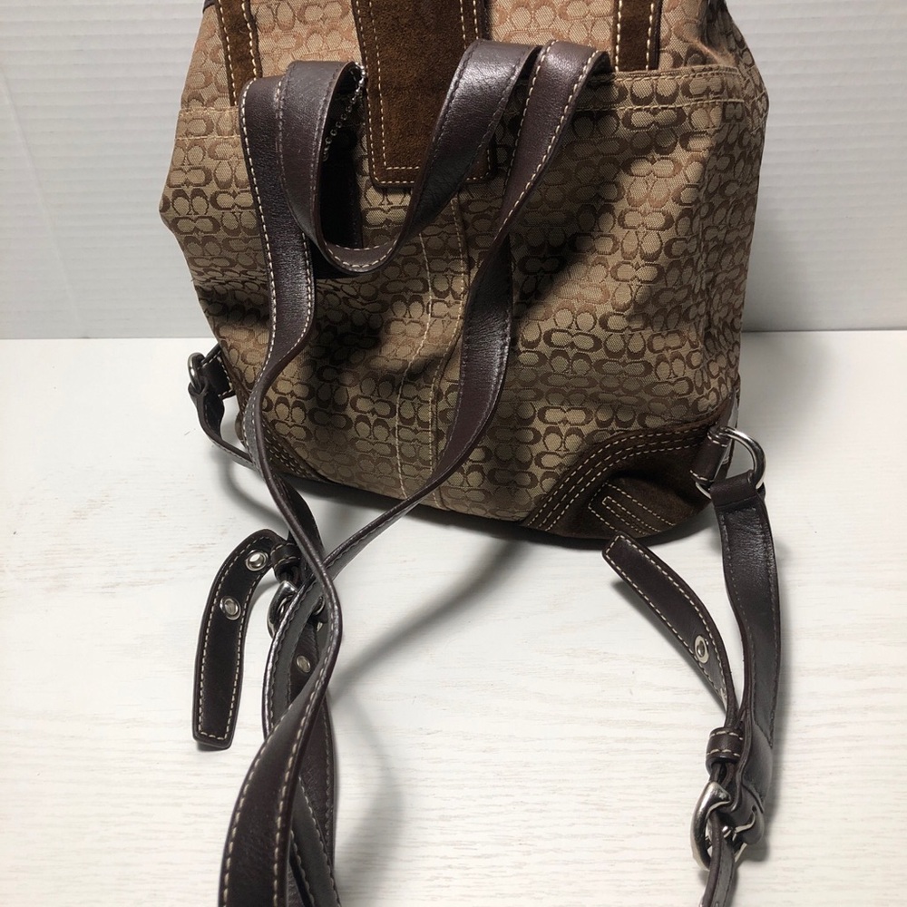 Coach 9764 SMALL Soho Brown Signature C Canvas Backpack w/Suede Trim - Picture 3 of 13